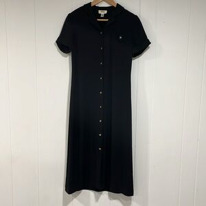 Talbots Shirt Dress Women Size 4 petite black midi short sleeve Casual Business
